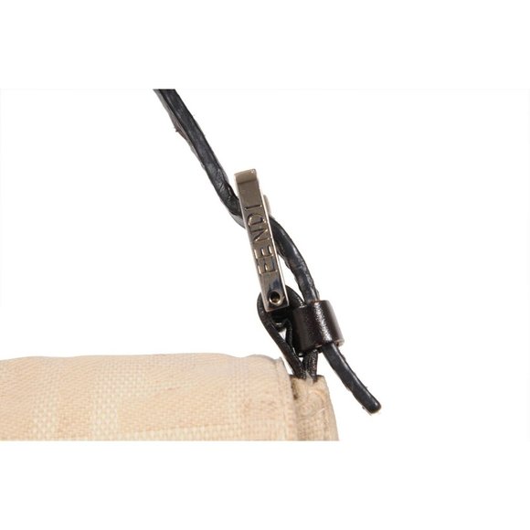 Fendi FF Logo Vintage Zucca Baguette Flap Shoulder Bag Tan Brown Leather Strap - Picture 5 of 16